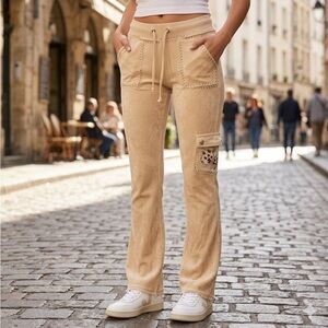 TWISTED HEARTS VELOUR TAN CARGO JOGGERS SIZE SMALL